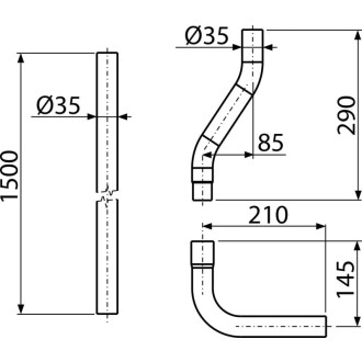 ALCA  A950 Trubice splachovací komplet DN35