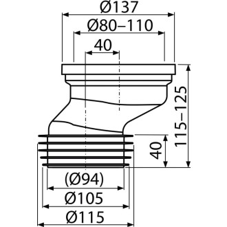 ALCA  A991-40 Dopojení k WC excentrické 40 mm