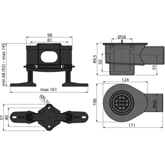 ALCA  APZ-S12 Sifon DN50 a sada nastavitelných noh