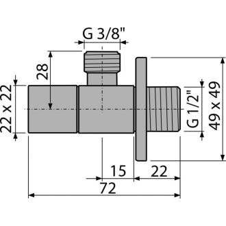 ALCA  ARV002 "Ventil rohový 1/2""×3/8"", hranatý"