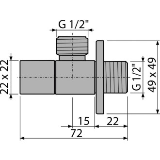 ALCA  ARV004 "Ventil rohový 1/2""×1/2"", hranatý"