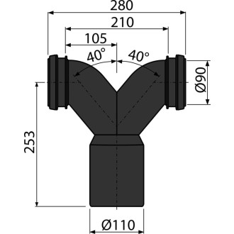ALCA  M909 Spojovací dvojité koleno 90° s těsněním
