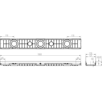 Venkovní odtokový žlab s plastovou mřížkou snížený CH 1116