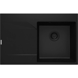 Deante "EVORA jednodřez granitový s odkapem, levý, 760x500x195 mm, 3,5"", černá ZQJ_N11L