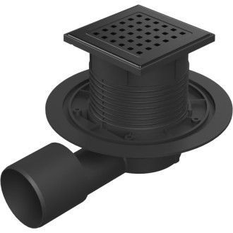 Podlahová vpusť boční černá D50/75 NEPTUN, nerez mřížka GATE černá G1 388 A X C