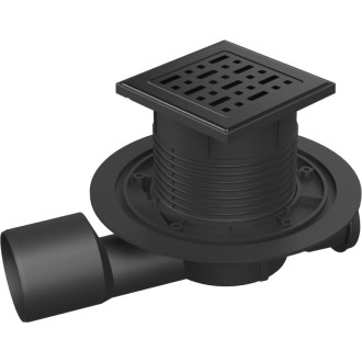 Podlahová vpusť průběžná černá D50/75 NEPTUN, nerez mřížka FACE černá F1 427 A X C