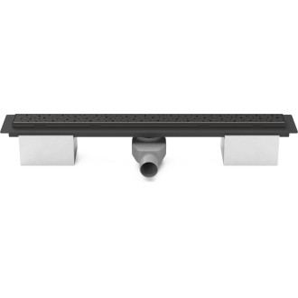 Lineární plastový žlab černý 650 mm s bočním odtokem D50 a otočným sifonem CH PA 650 DC
