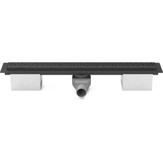 Lineární plastový žlab černý 850 mm s bočním odtokem D 50 a otočným sifonem CH PA 850 SC