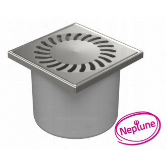 Podlahová vpusť přímá D110, NEPTUN, nerez rámeček, mřížka SUN