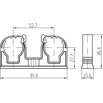 Příchytka D2x28 s klipem a maticí M6 bílá (50 ks)
