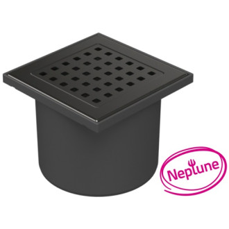 Podlahová vpusť přímá černá D110, NEPTUN, mřížka GATE černá