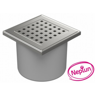 Podlahová vpusť přímá D110, NEPTUN, nerez rámeček, mřížka GATE