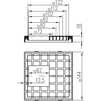 ND-Sada - víko svodu + vložka svodu - hranaté /šedé LSS 110, 125, (1+1 ks)