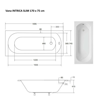 Obdélníková vana INTRICA SLIM