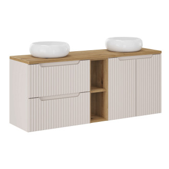 Comad SET-NOC B OAK 140CM UN WIKI WH LR Nábytková sestava 140 cm s deskou a 2 umyvadly