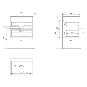 PANEDA STRIP umyvadlová skříňka 59,5x55x45,2cm, dub emporio PN360