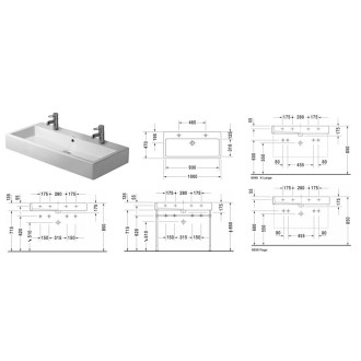 Umyvadlo Duravit Vero 100x47 cm se dvěma otvory pro baterii 454100024