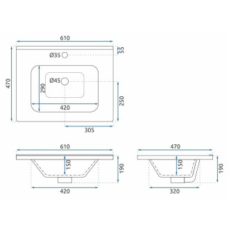 REA Sada koupelnového nábytku s umyvadlem Astor 60cm White -M0003 REA-M0003