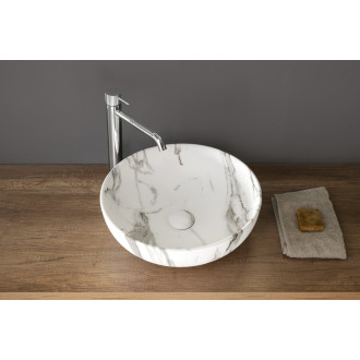 RONDANE keramické umyvadlo na desku Ø 41cm, bianco carrara