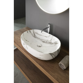 CALEO keramické umyvadlo na desku, 60x42cm, bianco carrara CA590BC