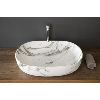 CALEO keramické umyvadlo na desku, 60x42cm, bianco carrara CA590BC