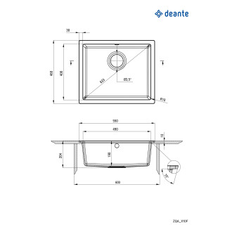 Deante CORDA FLUSH Granitový dřez, grafit ZQA_G10F