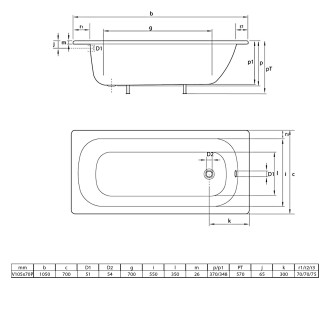 Smaltovaná vana 105x70cm, bílá V105X70P 58412