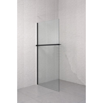 Police na walk-in zástěnu, 142cm, černá mat EG1425