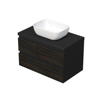 Koupelnová skříňka s krycí deskou SAT Cube Way 80x47,5x46 cm hnědá mat CUBE3D46802ZHKD