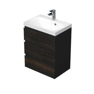 Koupelnová skříňka s umyvadlem SAT Cube Way 60x71x40 cm hnědá mat CUBE3D603ZH