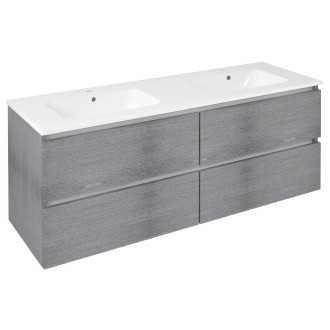 EZARA dvojumyvadlová skříňka 140x55x46cm, dub stříbrný EZ141-1111