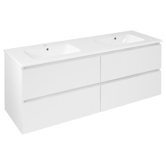 EZARA dvojumyvadlová skříňka 140x55x46cm, bílá lesk EZ141-3030