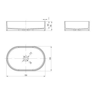 THIN umyvadlo na desku, Rockstone, 55x35cm, siena/bílá mat WN205-42