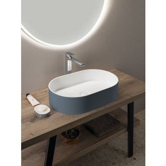 THIN umyvadlo na desku, Rockstone, 55x35cm, siena/bílá mat WN205-42