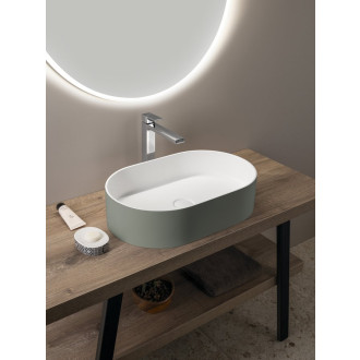 THIN umyvadlo na desku, Rockstone, 55x35cm, verde/bílá mat WN205-44