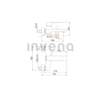 Invena PAROS BW-09-001-A Vanová baterie, chrom