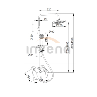 Invena DOKOS AU-19-B01-V Sprchový set s baterií, chrom