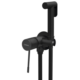 SOLARIS podomítková bidetová baterie se Stop sprškou, kulatá, černá mat