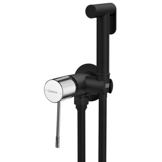 SOLARIS podomítková bidetová baterie se Stop sprškou, kulatá, černá mat/chrom