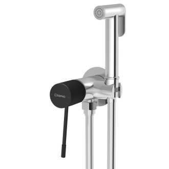 SOLARIS podomítková bidetová baterie se Stop sprškou, kulatá, chrom/černá mat