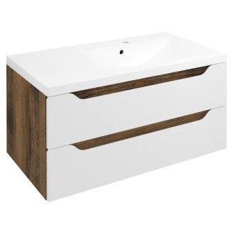 WAVE umyvadlová skříňka 89,7x45x47,8cm, pravá, bílá/dub collingwood WA093-3019