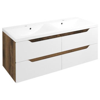 WAVE dvojumyvadlová skříňka 119,7x50x47,8cm, bílá/dub collingwood WA120-3019