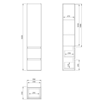 PANEDA STRIP skříňka vysoká 35x165x31cm, levá/pravá, dub emporio PN265