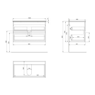 PANEDA STRIP umyvadlová skříňka 99,5x55x45,2cm, dub emporio PN310