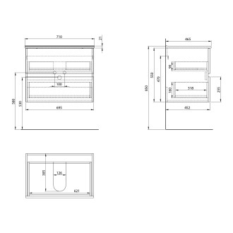 PANEDA STRIP umyvadlová skříňka 69,5x55x45,2cm, dub emporio PN370