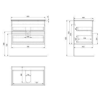 PANEDA STRIP umyvadlová skříňka 79,5x55x45,2cm, dub emporio PN380