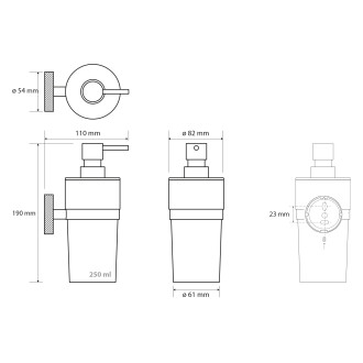LARISSA dávkovač mýdla 250ml, mléčné sklo, černá/měď mat WS019BC