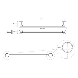 LARISSA držák ručníků 600mm, černá/zlato mat WS010BG 59058