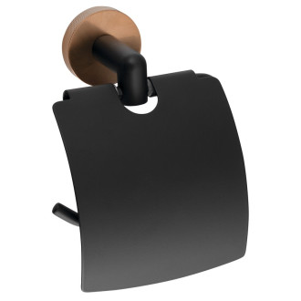 LARISSA držák toaletního papíru s krytem, černá/měď mat WS007BC 59063