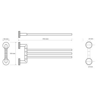 LARISSA trojitý držák ručníků otočný 350mm, černá/zlato mat WS022BG 60582